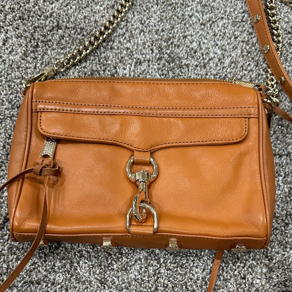 Rebecca Minkoff Tan Leather Crossbody Bag with Chain Strap - Picture 2 of 6